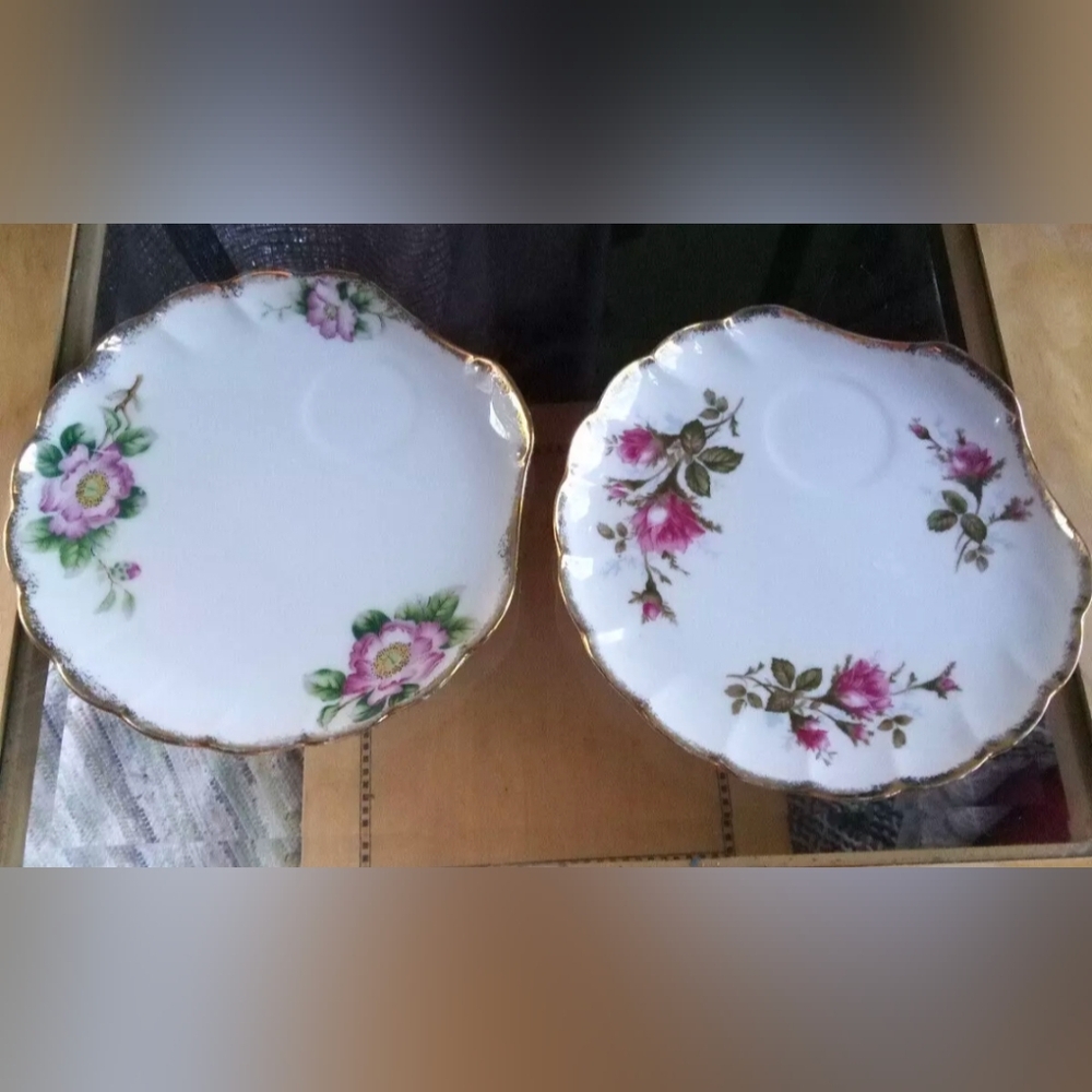 Westville China, Floral Sandwich/Luncheon/Snack Plates, Set of 2 (NO CUPS)